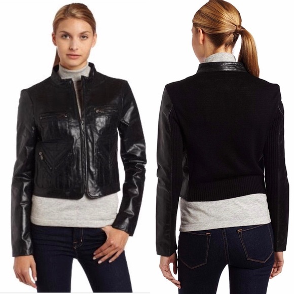 BCBGMaxAzria Jackets & Blazers - BCBGMAXAZRIA Women's Leather Bomber Jacket Sz XS